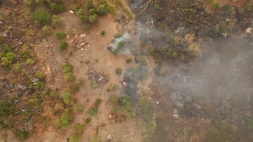 Aerial View of Wildfire Damage on Rural Landscape