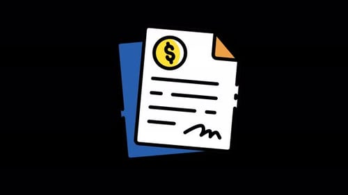 Animated Hand-Drawn Business Contract with Dollar Sign Icon