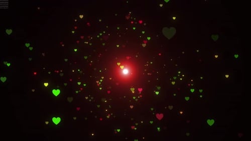 Camera Flying Through Particle Glitter Heart Shape On Black Background, Valentine's Day Glitter
