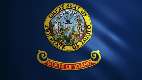 Idaho flag with fabric texture that moves in the wind. Smooth movement of the waving flag