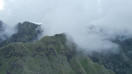 Dramatic Misty Slopes of Inerie Mountain Captured by Drone