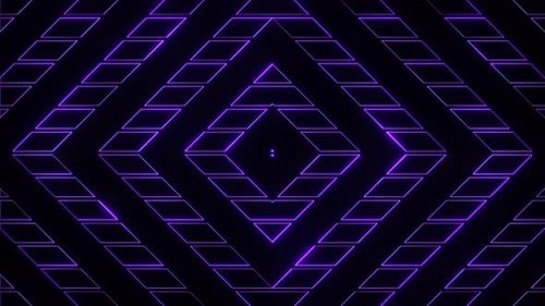 Violetter abstrakter neonglühender Sci-Fi-Cyberpunk-Hintergrund mit VJ-Loop-Animation in 4K