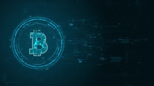 Blue digital money logo with rotation HUD UI circle technology interface