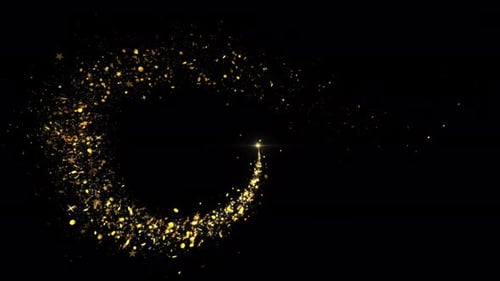 Glittering Magic Trail of Light on Black