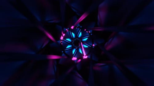 Cyan And Pink Psychedelic Abstract Strobe Neon Hallway Background Vj Loop I 4K