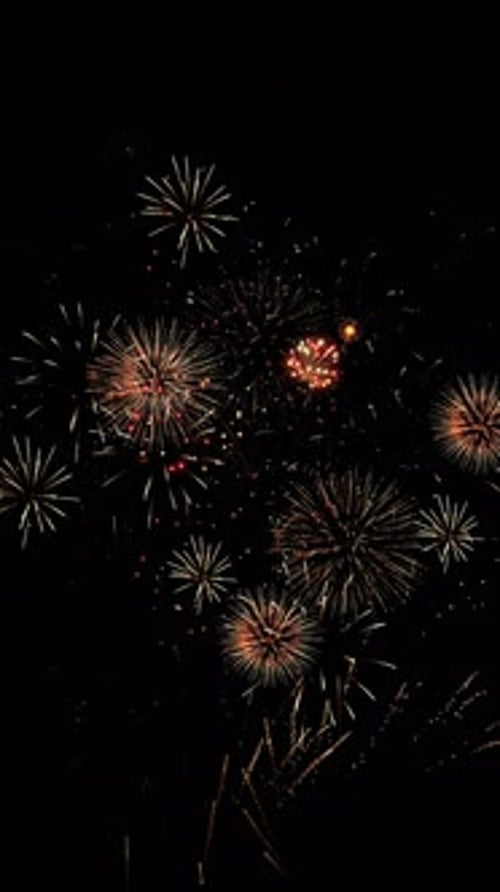 Realistic Gold Fireworks Display on Black Screen