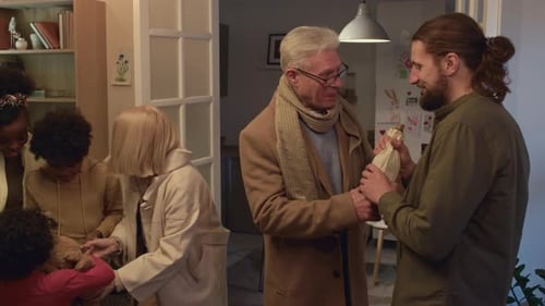 Family Reunion with Hugs and Gifts at Home