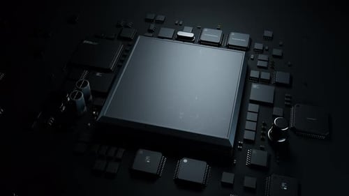 epic CPU attachment on a printed circuit board. semiconductor technology concept