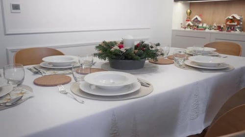 Festive table setting for Christmas holiday meal