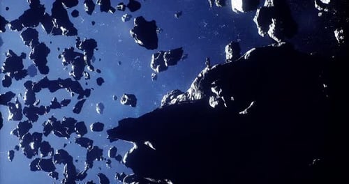Asteroids Drift Through the Vastness of Space in a Dynamic Celestial Display