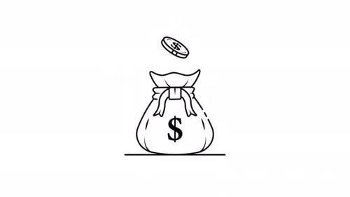 Flat Design Animated Money Bag with Falling Coins
