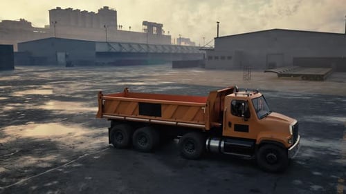 Dump Truck Parked in Parking Lot