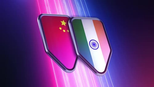Futuristic Digital Country Flags Shields Reveal Animation