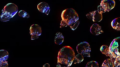 3D Halloween skulls falling in this seamlessly looping video background 4k