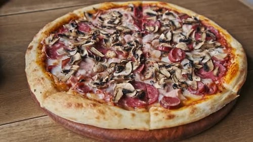 Delicious Pizza with Mushrooms and Pepperoni