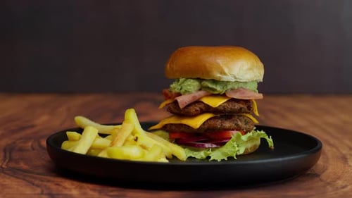 Double Meat Burger With Yellow American Cheese