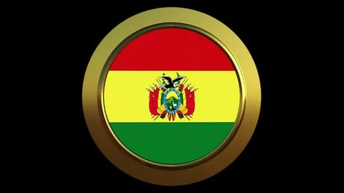 Bolivia Flag 3D Spinning Golden Badge Animation