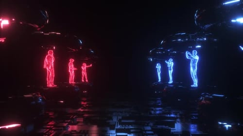 Digital Hud Metaverse Characters Futuristic Background