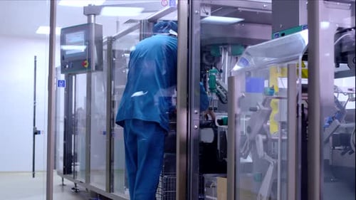 Pharmaceutical Worker Checking Pharmacy Production Equipment. Pharmaceutical Industry. Pharmaceutica