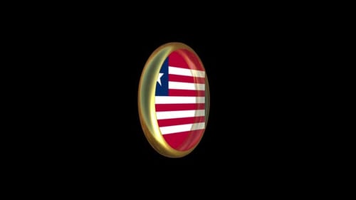 Glossy 3D Liberia Flag Circular Spinning Badge