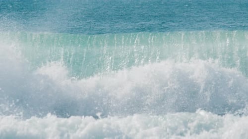 Ocean Wave Breaks on the Shore in Brazil