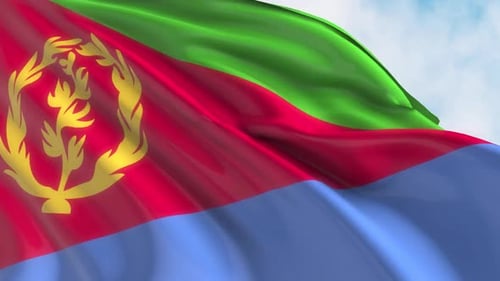 Eritrea National Flag Waving in Realistic Slow Motion