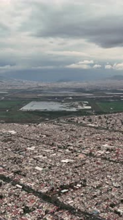 Vertical aerial view of Nezahualcoyotl municipality