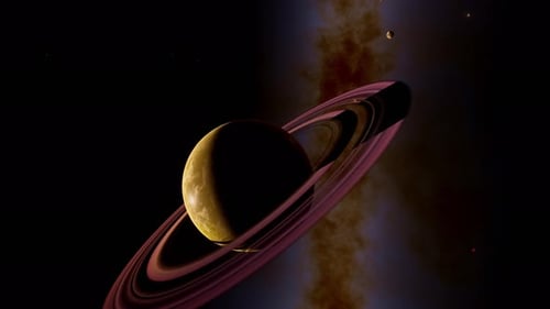 Animated Saturn-like Planet Rotation in Deep Space