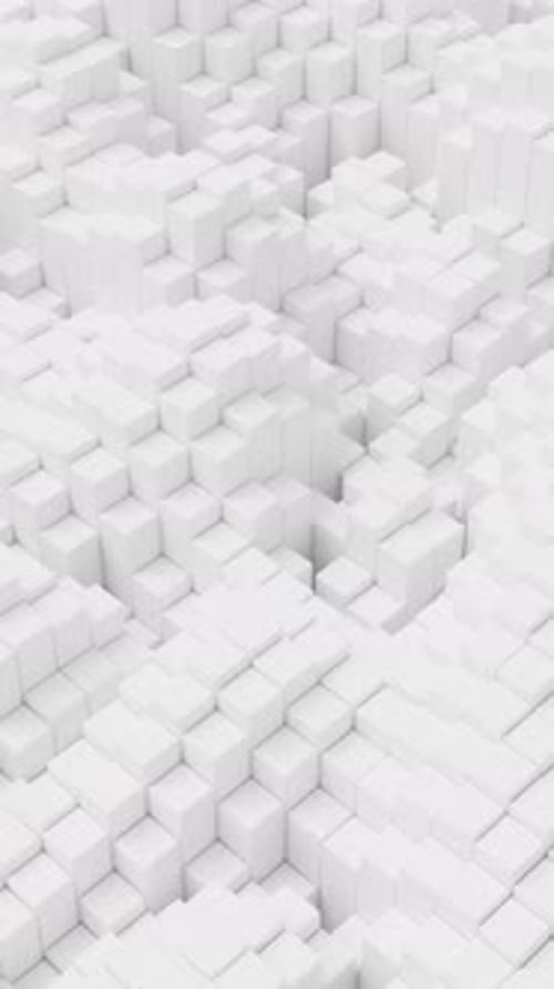 Ripples on Grid of White Blocks Abstract Background Loop of Waves of Square Columns Voxel Noise