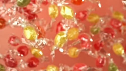 Super Slow Motion Colorful Candies Filmed on a Highspeed Camera at 1000 Fps