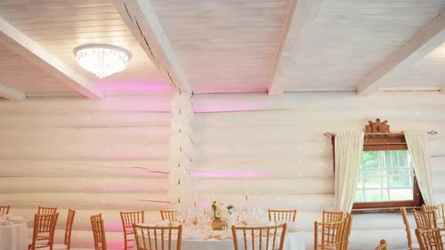 Wedding Reception Table Setting in Rustic Home