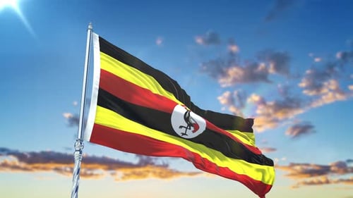 Uganda National Flag Waving in Realistic 3D Animation