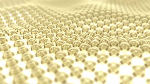 Abstract Golden Spheres Grid Wavy Animation