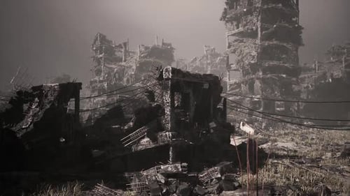 Destruction in a City Devastated By Military Action and Conflict Aftermath