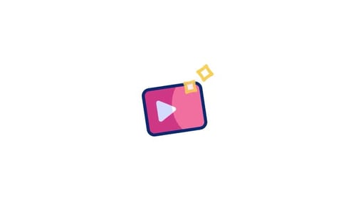 Animated Flat Design Play Button with Sparkles