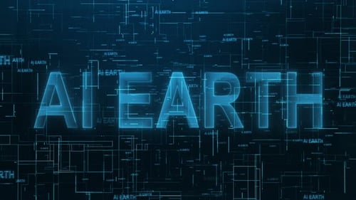 Futuristic Digital AI Earth Text Reveal on Network Background