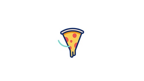 Animated Pizza Slice Icon in Flat Design Style