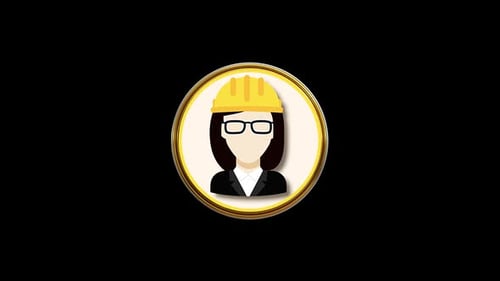 Labor Day Construction Worker woman Icon Loop