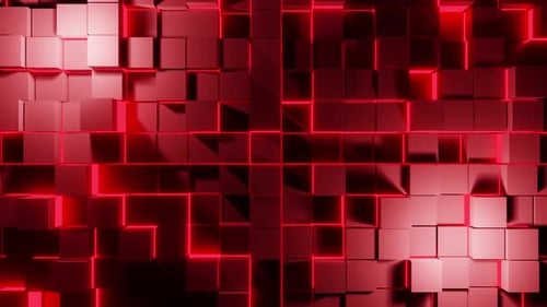Stahlrot beleuchtete Neonwürfel, Lichter, VJ Loop, Hintergrundanimation