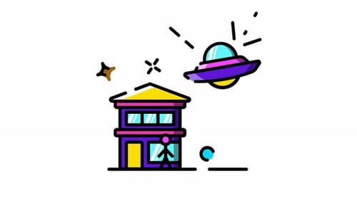 Flat Design Alien Abduction Animation