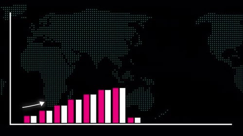 Animated Bar Chart with Upward Trend on World Map
