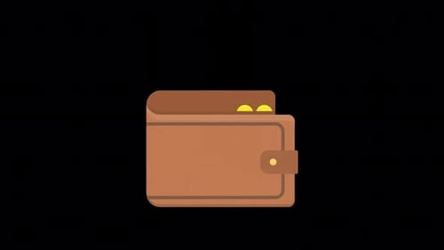 Flat Design Animated Wallet Opening with Money