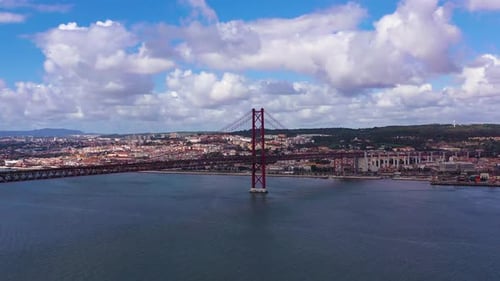 Ponte 25 De Abril Suspension Bridge 25Th of April Bridge Portugal Aerial View