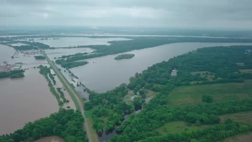 Historic flooding Arkansas River near Pine Bluff, Jefferson County 2019