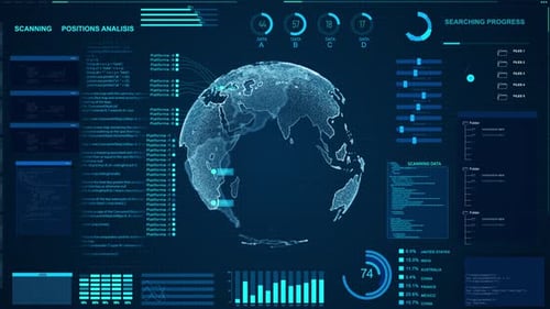 3D Infographic Business and Financial Investment Futuristic Digital Dashboard Interface with Data