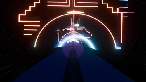 Cosmicinspired 3D Tunnel with Futuristic Lighting Reflections
