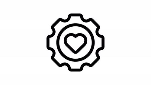 Animated Black Outline Gear and Heart Icon
