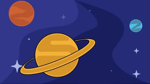 saturn planet landscape view animation backgrounds video