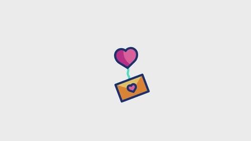 Animated Love Letter Icon with Floating Heart