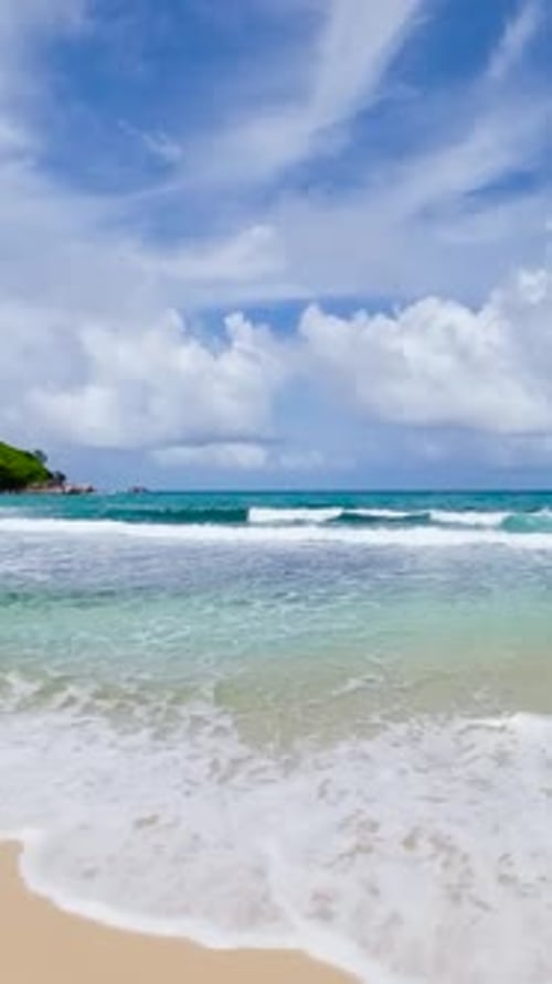Tropical Beach with Turquoise Waves and White Sand Seychelles Mahe